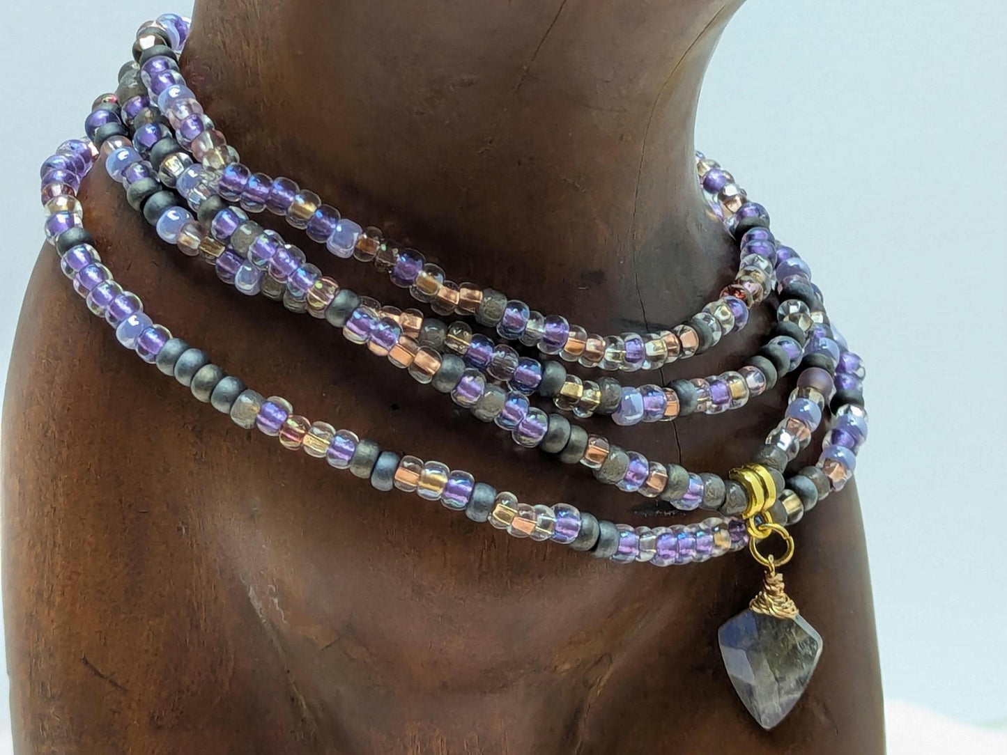 Handmade Waistbeads with Miyuki Beads & Wire-Wrapped Gemstones | Adjustable Boho Jewelry